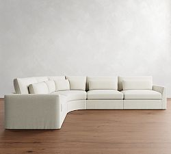 Westwood Fin Arm Deep Seat Slipcovered 4-Piece Curved Wedge Sectional (156&quot;)