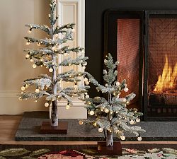 Lit Faux Flocked Pine Tree