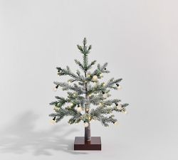 Lit Faux Flocked Pine Tree