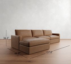 Westwood Square Arm Leather Modular Chaise Sectional (142")