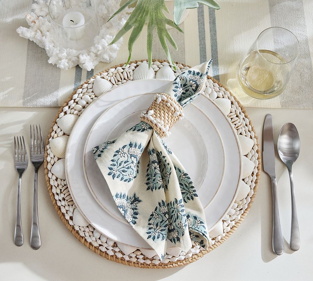 Amelia Block Print Cotton Napkins - Set of 4