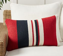 Modern Farmhouse Multi Striped Outdoor Lumbar Pillow