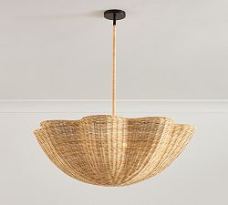 Open Box: Marion Woven Scalloped Pendant, 34" - Natural