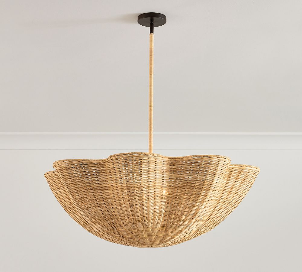 Open Box: Marion Woven Scalloped Pendant, 34" - Natural