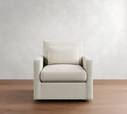 Westwood Slim Arm Deep Seat Slipcovered Swivel Chair