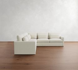 Westwood Slim Arm Deep Seat Slipcovered 3-Piece L-Shaped Sectional (123&quot;)