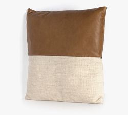 Layna Leather And Linen Block Pillow