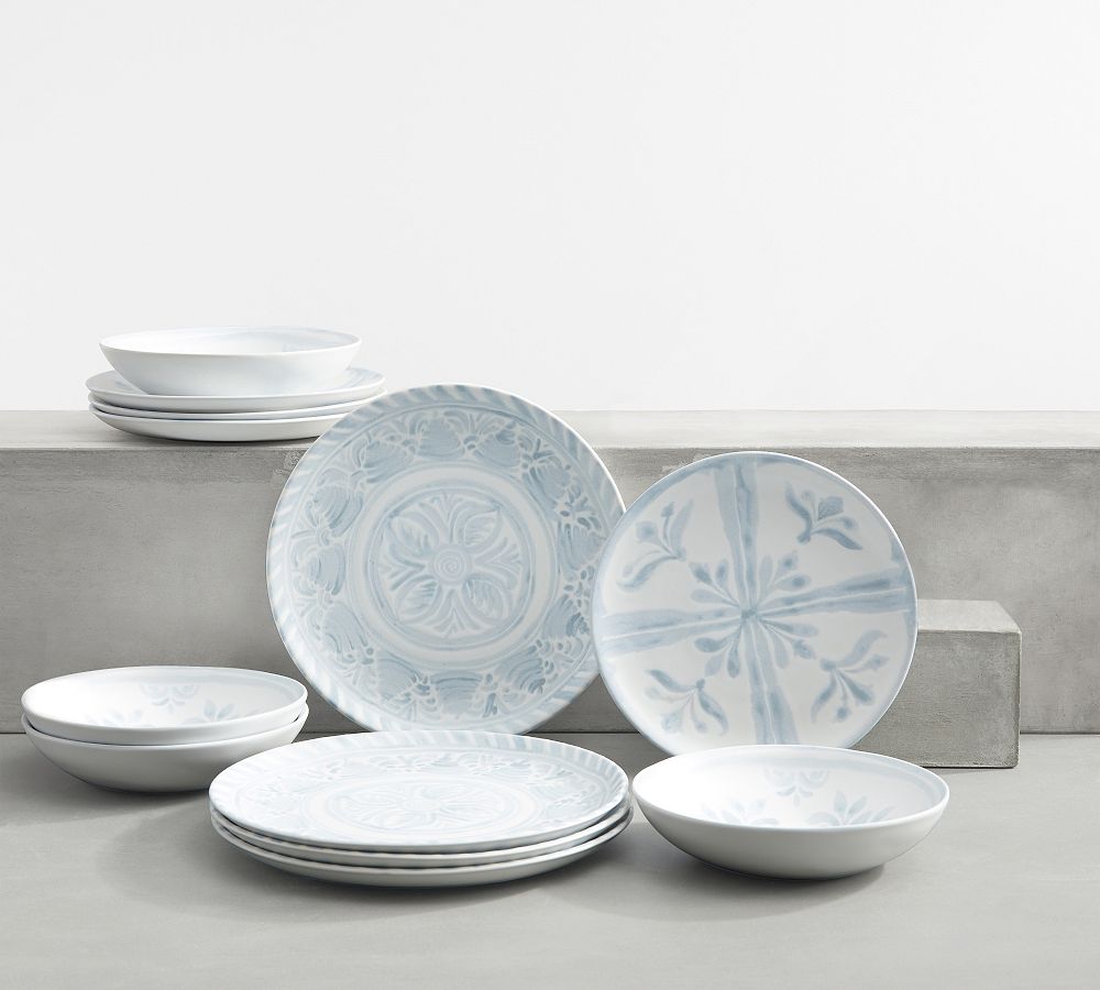Pottery Barn Chambray Tile Stoneware Dinnerware Set