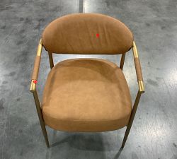 Open Box: Marquette Faux Leather Dining Armchair - Cognac Faux Leather, Gold Finish