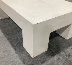 Open Box: Pomona Concrete Chunky Leg Outdoor Coffee Table, 50&quot; Rectangular - Whtie
