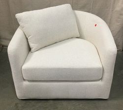 Open Box: Remmy Upholstered Swivel Armchair - Performance Boucle Oatmeal, Polyester Wrapped Cushions