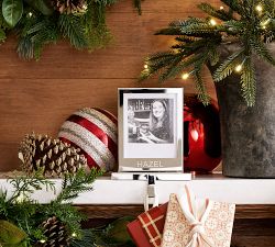 Silver and Red Striped Ornaments - Set of 4