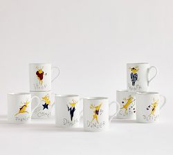 Vintage Reindeer Mugs - Mixed Set of 8