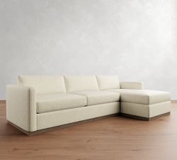Carmel Slim Arm Wood Base Chaise Sectional (107"&ndash;129")