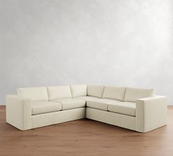 Carmel Wide Arm Slipcovered 3-Piece L-Shaped Sectional (113&quot;)