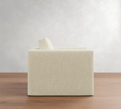 Carmel Wide Arm Slipcovered Swivel Chair