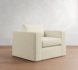 Carmel Wide Arm Slipcovered Swivel Chair
