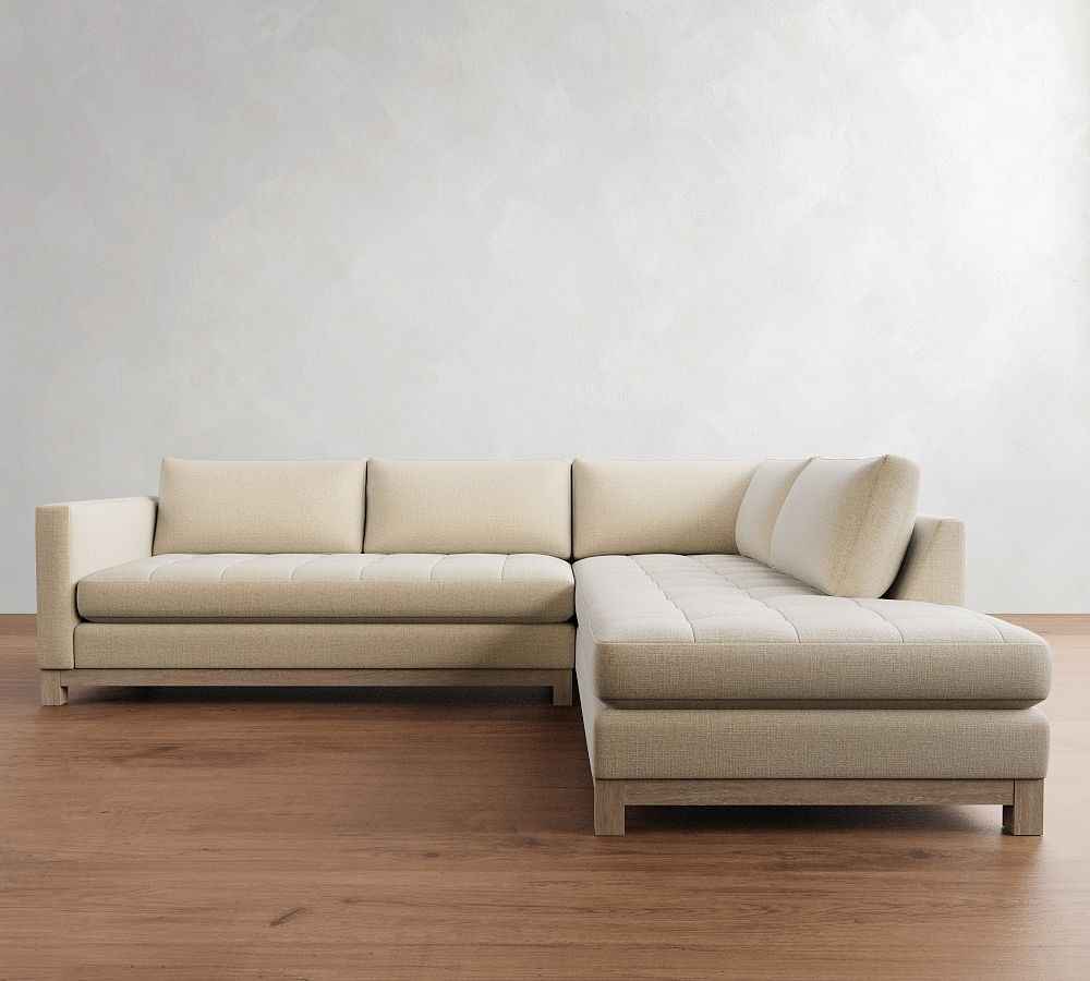 Jake Tufted Seadrift Wood Base Return Bumper Sectional (110&quot;)
