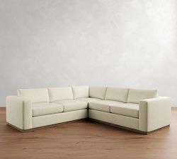 Carmel Wide Arm Wood Base 3-Piece L-Shaped Sectional (113&quot;)