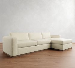 Carmel Wide Arm Wood Base Chaise Sectional (113&quot;&ndash;135&quot;)