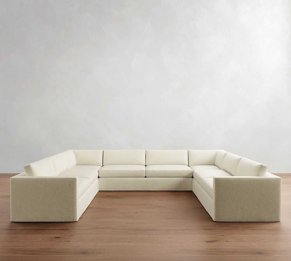 Carmel Slim Arm Slipcovered U-Shaped Sectional (144&quot;)
