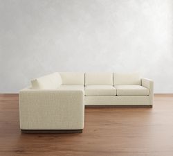 Carmel Slim Arm Wood Base 3-Piece L-Shaped Sectional (110")