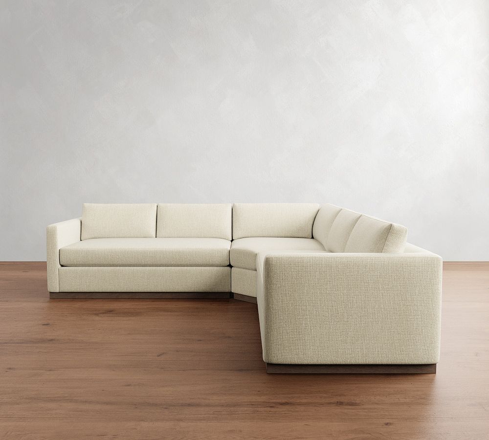 Carmel Slim Arm Wood Base 3-Piece L-Shaped Wedge Sectional (120&quot;)