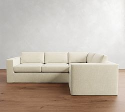 Carmel Wide Arm Slipcovered 3-Piece Sectional (113&quot;)