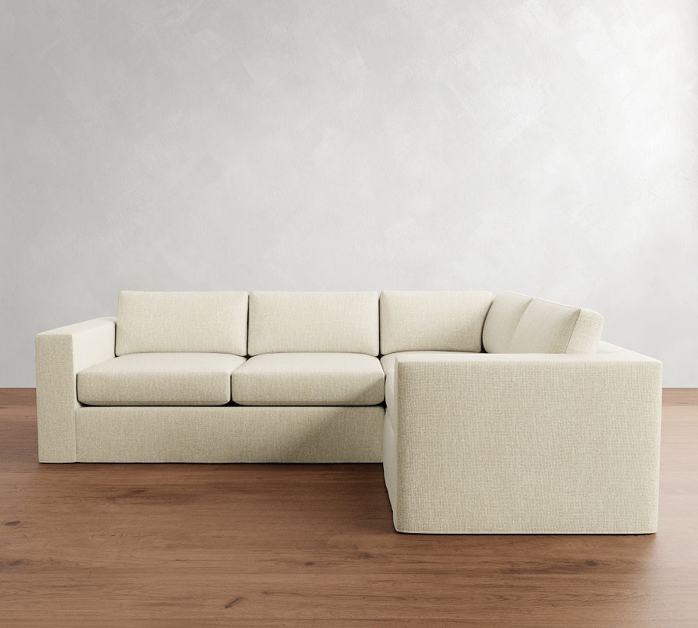 Carmel Wide Arm Slipcovered 3-Piece Sectional (113&quot;)