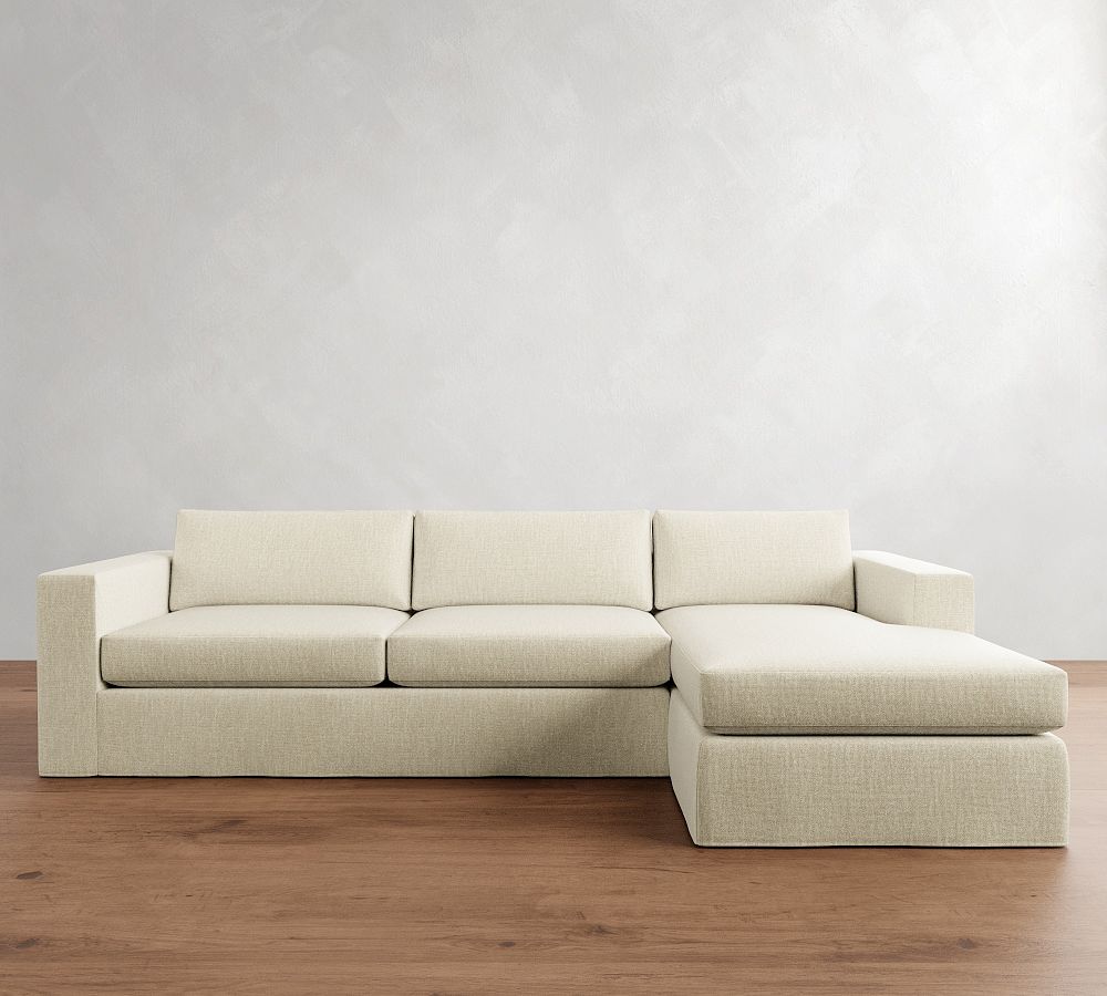 Carmel Wide Arm Slipcovered Chaise Sectional (113&quot;&ndash;135&quot;)