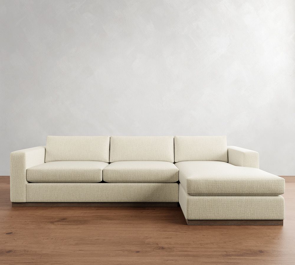 Carmel Wide Arm Wood Base Chaise Sectional (113&quot;&ndash;135&quot;)
