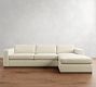 Carmel Wide Arm Wood Base Chaise Sectional (113&quot;&ndash;135&quot;)