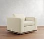Carmel Wide Arm Wood Base Swivel Chair