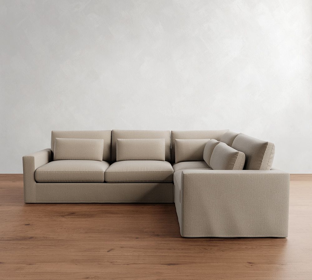 Westwood Square Arm Deep Seat Slipcovered 3-Piece Sectional (122&quot;)