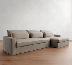Westwood Square Arm Deep Seat Slipcovered Chaise Sectional (136&quot;-154&quot;)