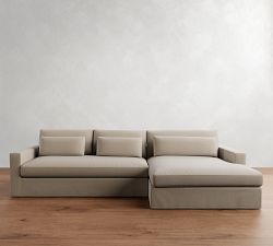 Westwood Square Arm Deep Seat Slipcovered Chaise Sectional (136&quot;-154&quot;)