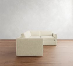 Carmel Slim Arm Slipcovered 3-Piece Sectional (110&quot;)