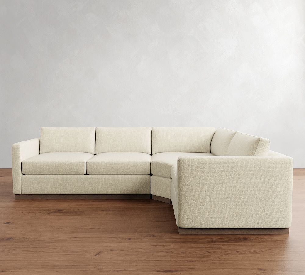 Carmel Slim Arm Wood Base 3-Piece Wedge Sectional (120&quot;)