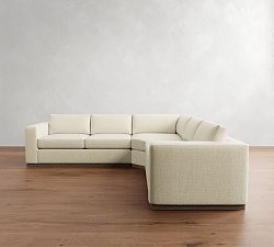 Carmel Wide Arm Wood Base 3-Piece L-Shaped Wedge Sectional (123")