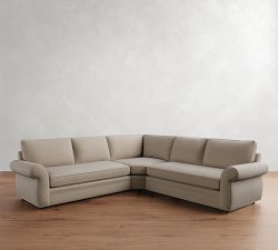 Pearce Roll Arm 3-Piece L-Shaped Wedge Sectional (122&quot;&ndash;130&quot;)