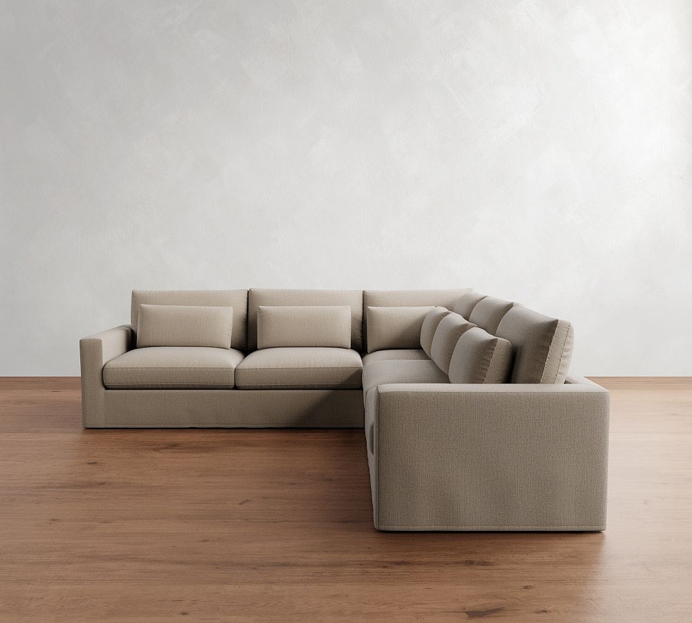 Westwood Square Arm Deep Seat Slipcovered 3-Piece L-Shaped Sectional (122&quot;)