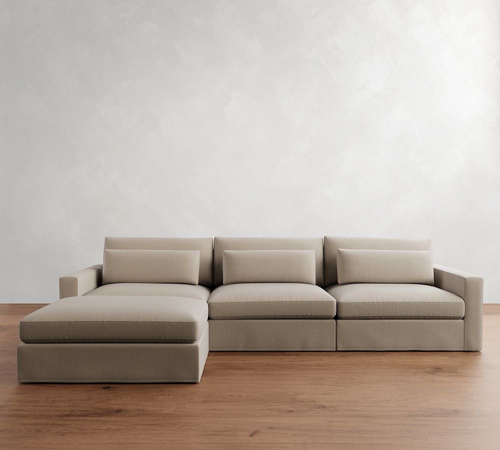 Westwood Square Arm Deep Seat Slipcovered Modular Chaise Sectional (142&quot;)