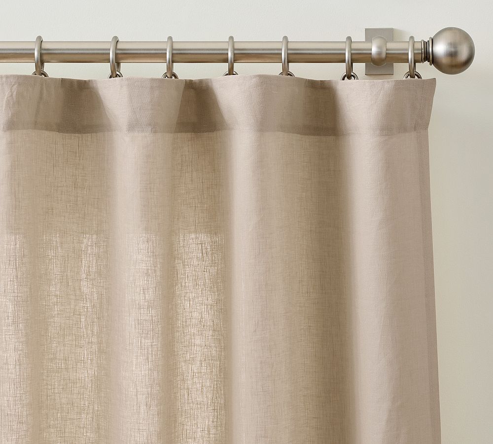 Open Box: Belgian Flax Linen Unlined Curtain, 100&quot;W x 96&quot;L - Flax