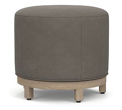 Open Box: Jake Leather Swivel Stool, Seadrift Legs, Nubuck - Pewter