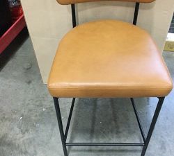 Open Box: Maison Leather Counter Height Stool, Antique Bronze Leg - Statesville - Caramel
