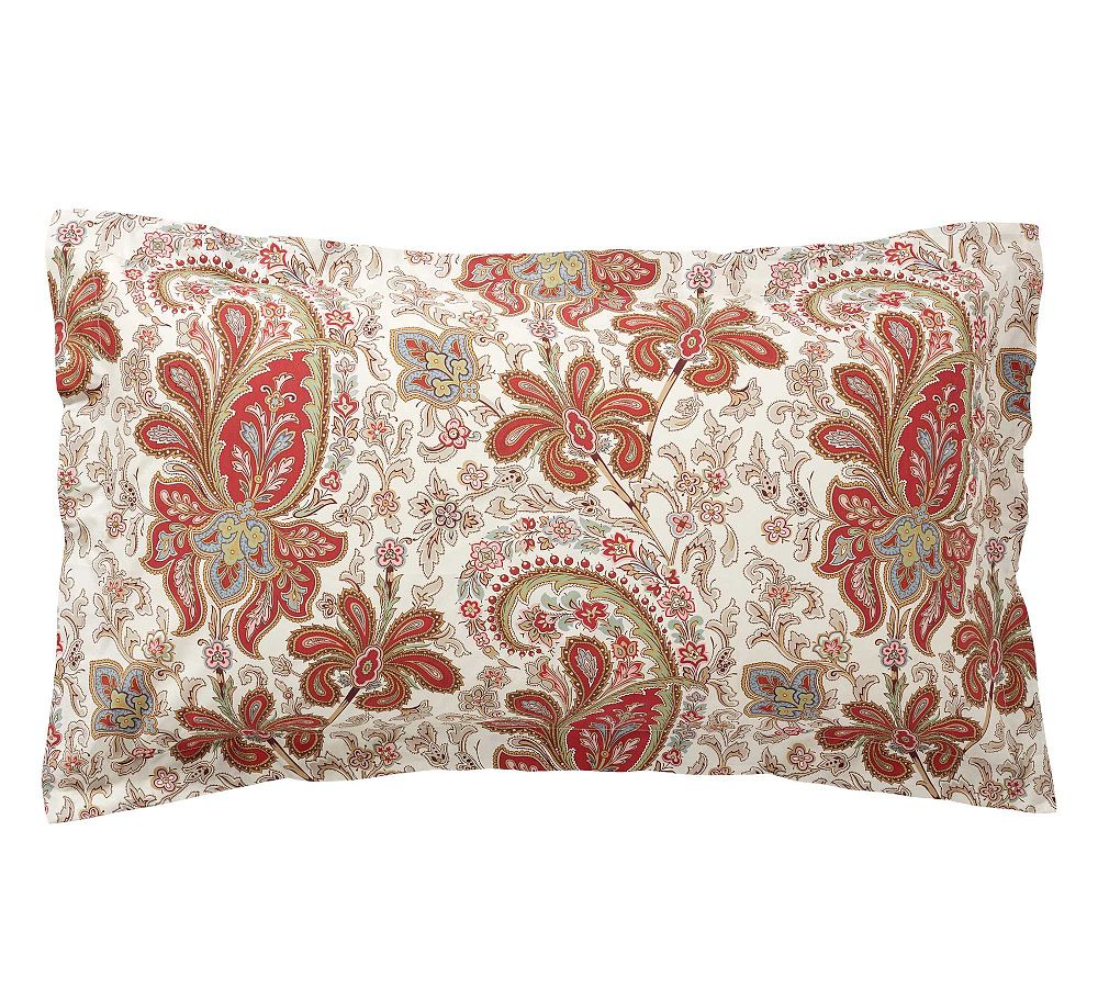 Open Box: Charlie Paisley Percale Sham, King Set of 2 - Red