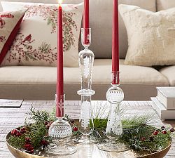Etched Glass Candle Holder