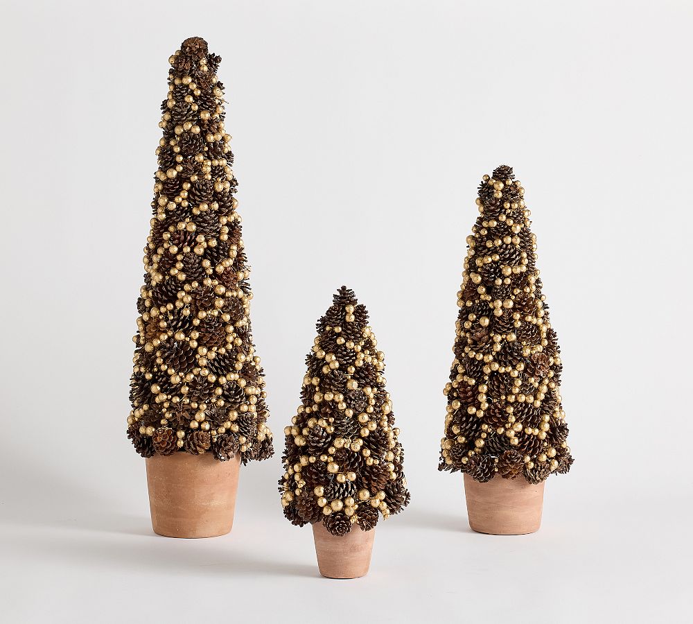Faux Vintage Champagne Berry &amp; Pinecone Tree