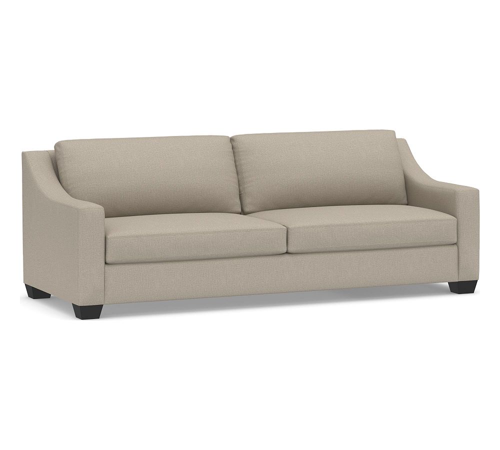 Open Box: York Slope Arm Upholstered Grand Sofa 95&quot;, High Performance Contract Grade Cushions - Performance Brushed Basketweave Sand