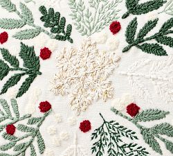 Chenille Holly Embroidered Pillow